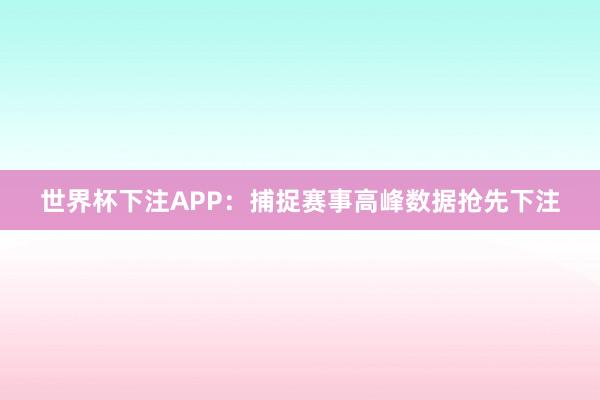 世界杯下注APP：捕捉赛事高峰数据抢先下注
